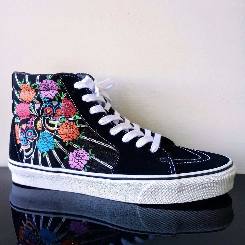 Vans Men's Sk8-Hi Suede / Canvas Glow In The Dark Sneaker De Los Muertos Black